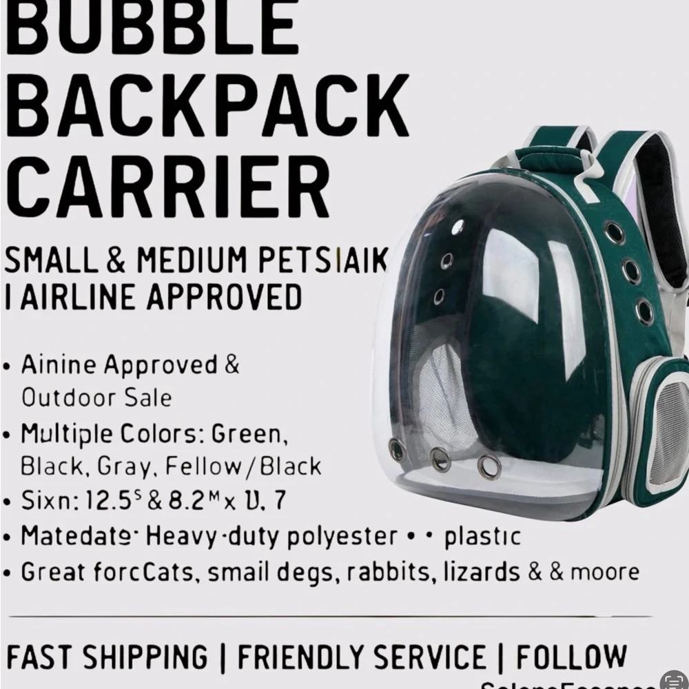 Green | New! Space Capsule Pet Carrier Backpack – For Small Cats & Dogs
